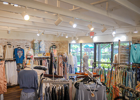 Beach products on the shelf inside a sanibel store